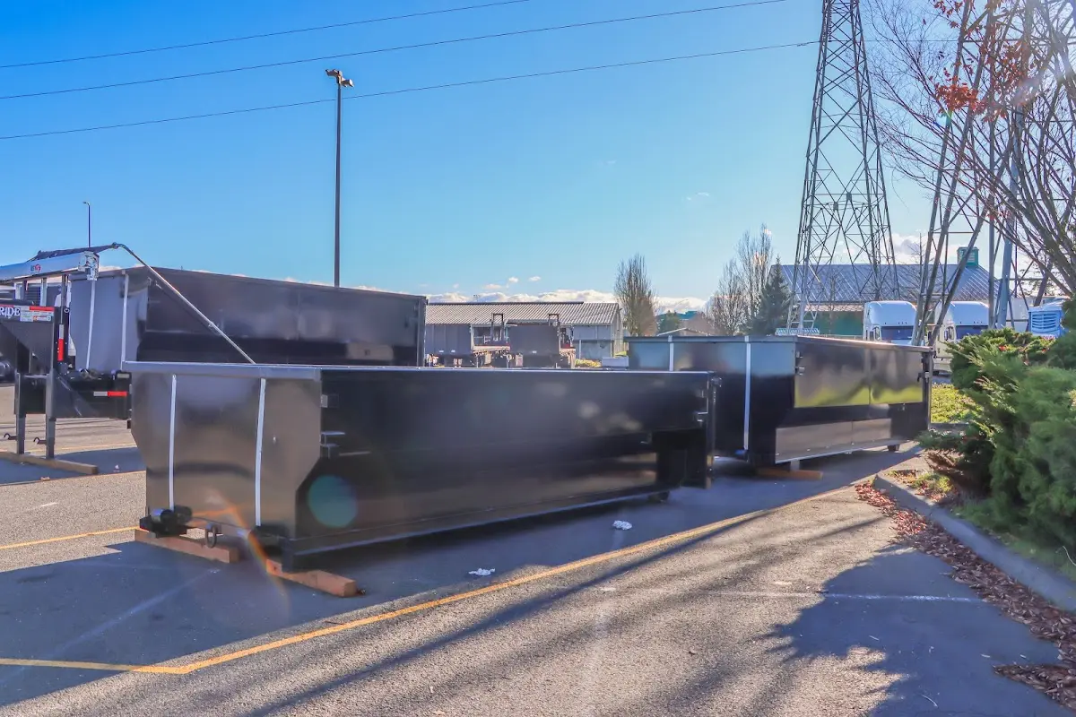 Roll-off dumpster ready for waste disposal at job site for 3 Yard Dumpster Rental in Pleasant Grove